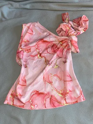 SheIn Pink Floral Y2K Style One Shoulder Top thumbnail 1
