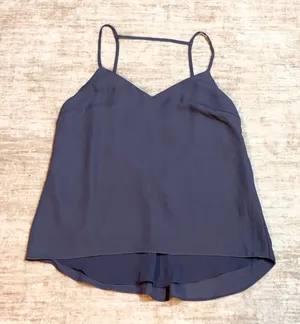 Lush Women’s Medium Blue Slate Chiffon Lace Spaghetti Strap Top Chic Going out thumbnail 1