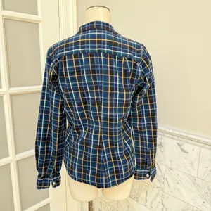Frank & Eileen Barry Blue Plaid Flannel Long Sleeve Button Down Shirt Size S EUC thumbnail 4