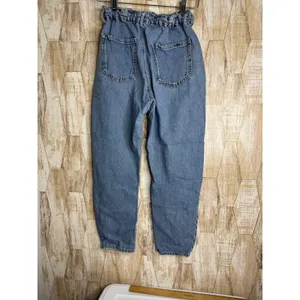 ZARA High‎ Waisted Denim Jeans Paperbag Waist Straight Leg Women S thumbnail 2