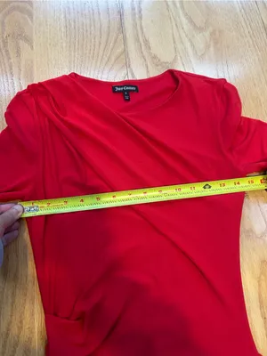 Juicy Couture Dress Womens Small S Red Jersey Ruched Asymmetric Long Sleeve Mini thumbnail 5