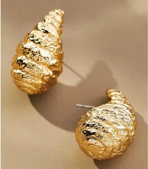 NWT Anthropologie Textured Ribbed Croissant Teardrop Earrings thumbnail 1