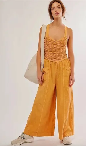 Free People Forever Always Cotton Wide Leg Jumpsuit (medium) thumbnail 1