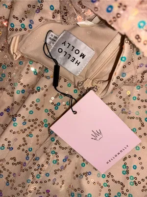 Hello Molly Beige Sequin Mini Dress with Spaghetti Straps thumbnail 3