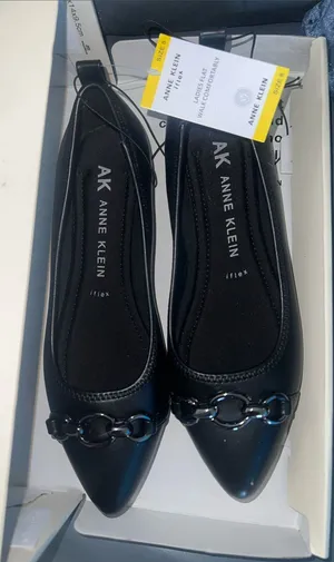 Anne Klein Black Pointed-Toe Flats with Chain Accent Flex Sz 8 NEW thumbnail 1