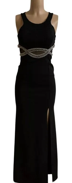 Women's blue halter‎ Lace Top maxi Bodycon dress Size (M) Sleeveless thumbnail 1