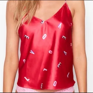 NWOT Victoria’s Secret 2019 Valentine’s Day Red Love Letter Satin Cami Sz S thumbnail 1