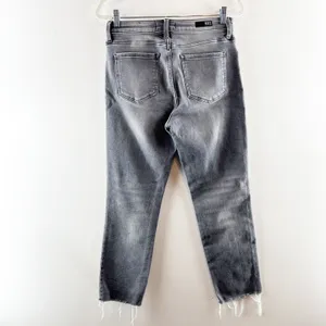 Kut From The Kloth Amy Button Fly Mid Rise Ankle Straight Leg Jeans Black 6 thumbnail 3