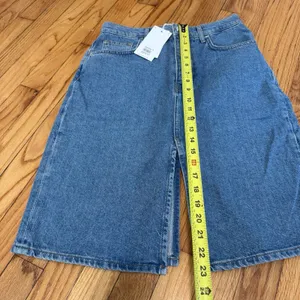 Derek Lam 10 Crosby NWT Juliet Sutton Vintage Denim Front‎ Back Split Skirt 28 thumbnail 6