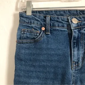 Target Wild Fable Blue Denim Mid Rise Cut Off Straight Leg Pants Jeans 0 thumbnail 2