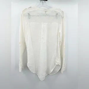Free‎ People Women's White Linen/Cotton Button Down Lace Details Size Small thumbnail 2