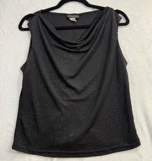 Vintage Isabel L Beaded Top Black Cowl Neck Glam Goth USA Sexy‎ Club Witchy Y2K thumbnail 1