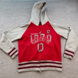 G III for Her Alyssa Milano Ohio State Buckeyes Red Zip Up Hoodie Women Large thumbnail 1