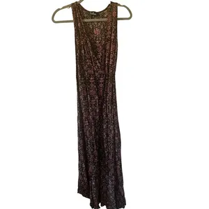 Lulus Evening Blossom Black Floral Print High-Low Wrap Dress - size small EUC thumbnail 2