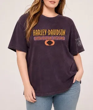 Harley Davidson Motorcycles Purple Short Sleeve T-Shirt Top thumbnail 1