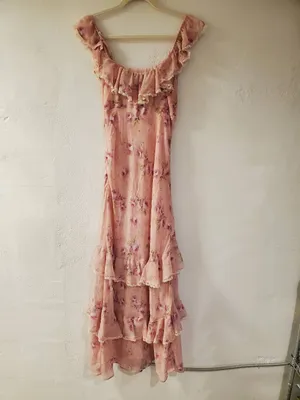 ASTR Laisha Ruffle Midi Dress in Pink Floral Medium thumbnail 3