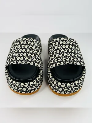 Gucci Women's Angelina Platform GG Supreme Jacquard Slide Sandals Size EU 37 thumbnail 4