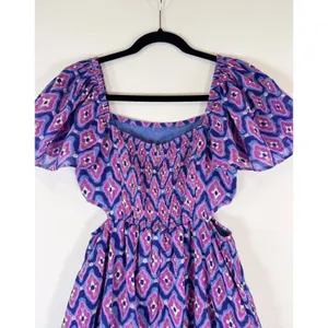 Banjanan Dress Purple Bonnie Maxi Floral Layered Cutout Fit Flare Boho Small thumbnail 11