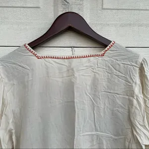 Entro Women’s Shirt Blouse Beige Floral Embroidered 3/4 Sleeve Medium thumbnail 5