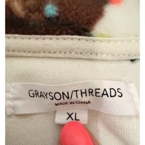 Grayson Threads Holiday Teddy Bear Sherpa Jacket‎ Full Zip White Christmas XL thumbnail 5