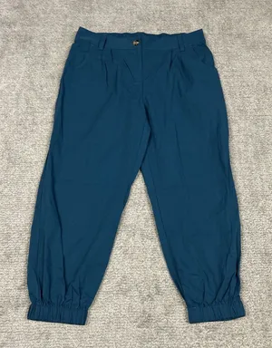 Halara Pants Womens XL Turquoise Blue Cotton Pockets Elastic Waist Joggers New thumbnail 1