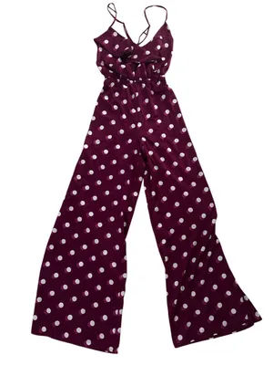 Victoria's Secret Plum Polka Dot Wide-Leg Jumpsuit thumbnail 1