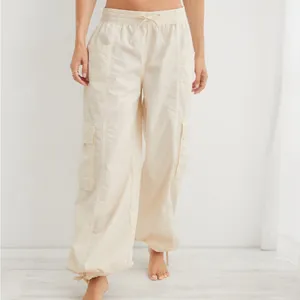 Aerie Cream High Waisted Go-For-It Baggy Cargo Wide Leg Pants Size XS thumbnail 2