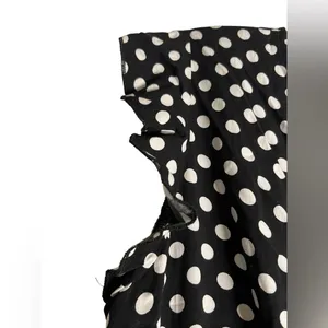 GRECERELLE Polka Dot High Low Faux Wrap Flowy High Low Maxi Dress Black White XL thumbnail 3