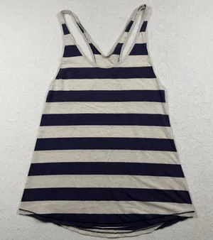 Lululemon Cool Racerback Tank Top Striped Gray Navy Women’s Size XS/S thumbnail 1
