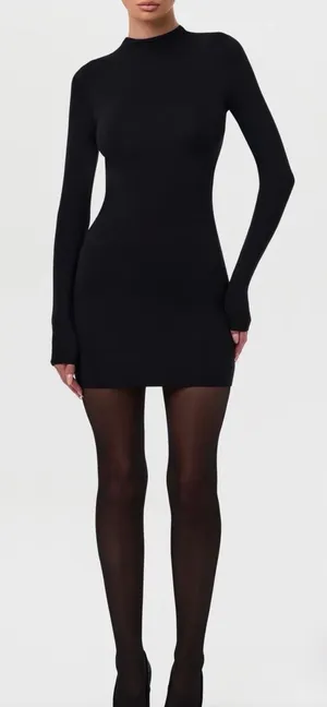 naked wardrobe Black Long Sleeve Bodycon Mini Dress thumbnail 1
