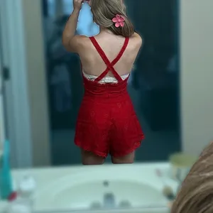Gently used Red Lace Romper. Size S. thumbnail 2