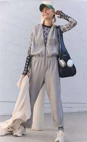 Free People FP Movement Gray Set Go Onesie Size XS thumbnail 1