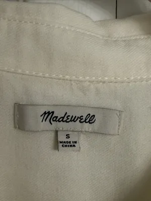 Madewell Off White Short-Sleeve Button-Down Shirt Size Small thumbnail 9
