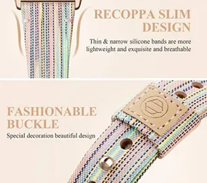 Slim Fabric Canvas Soft Leather Lining & Snap Button Apple Watch Band 42/44/45MM thumbnail 3