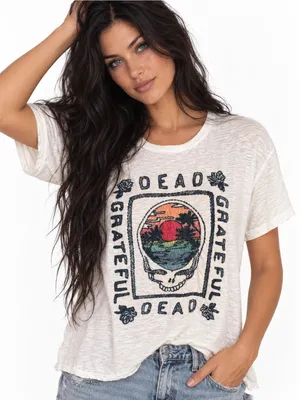 Grateful Dead Lucky Brand Embroidered Steal Your Face T Shirt Medium Cotton thumbnail 1