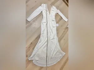 Lulus NWT Medium Stunning White Long Sleeve Mermaid Maxi Wedding Dress Bride thumbnail 10