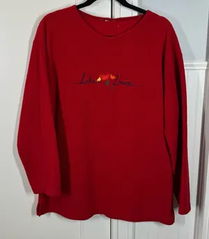 Vintage Red Lake Louise Fleece Sweater Sweatshirt travel Canada 90’s‎ size large thumbnail 1