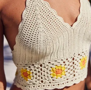 Aerie Textured Halter Cropped Bra Top thumbnail 2