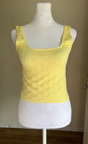 Anthropologie Yellow Textured Knit Tank Top Square Neck Sleeveless Pointelle thumbnail 1