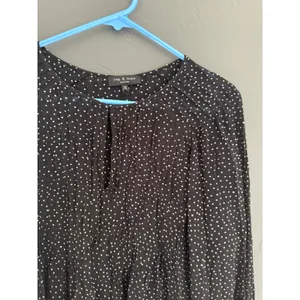 Rag & Bone Black White‎ Polka Dot Pleated Keyhole Blouse XS Coquette Career thumbnail 5