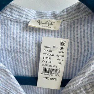 John Galt Button Up Shirt Womens One Size Blue White Striped Seersucker Preppy thumbnail 6