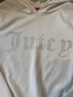 Juicy Couture Size Small White Rhinestone Cropped Hoodie thumbnail 2