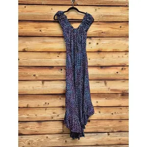 NWT Tiare Hawaii Blue Ruffle Hem Maxi Dress Size S M L XL thumbnail 6