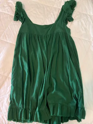 Aerie Green Dress Mini Ruffle Dress With Pockets thumbnail 3