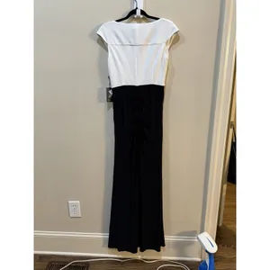 Adrianna Papell Women Pleated Layered Gown Size 4 Black And Ivory Tuxedo Dress thumbnail 4