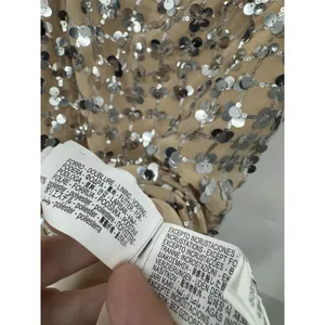 Zara Sequin Mini Dress Women Medium Tan Festival Retro Preppy New Year Glam thumbnail 7