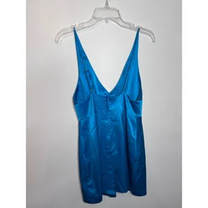 Amanda Uprichard Blue 100% Silk V-Neck Mini Dress Adjustable Straps Size S thumbnail 2