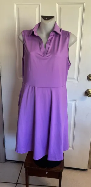 Large FKEEP (Amazon) lavender Golf Tennis V-Neck Dress/ Short Set thumbnail 1
