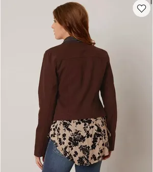 BKE Flyaway Denim Boho Jacket in bitter chocolate size small thumbnail 2