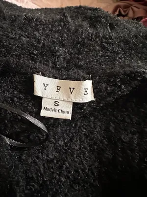 HYFVE Black Fuzzy Rosette Oversized Poncho Cardigan thumbnail 7